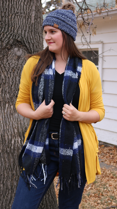 Winter Scarf Plaid With Tassles