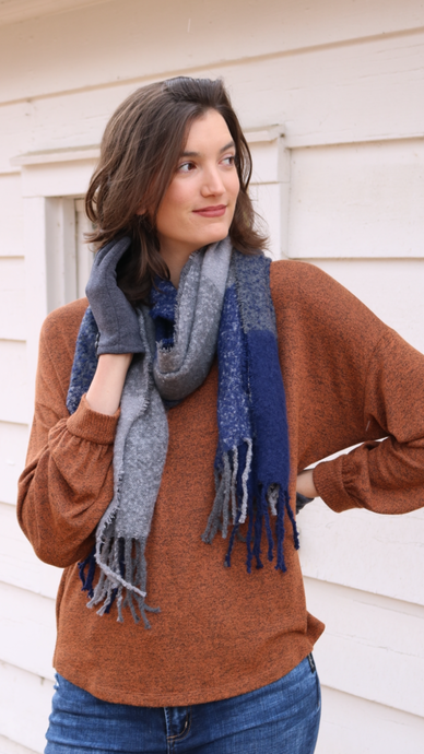Winter Scarf Plaid with Fringe